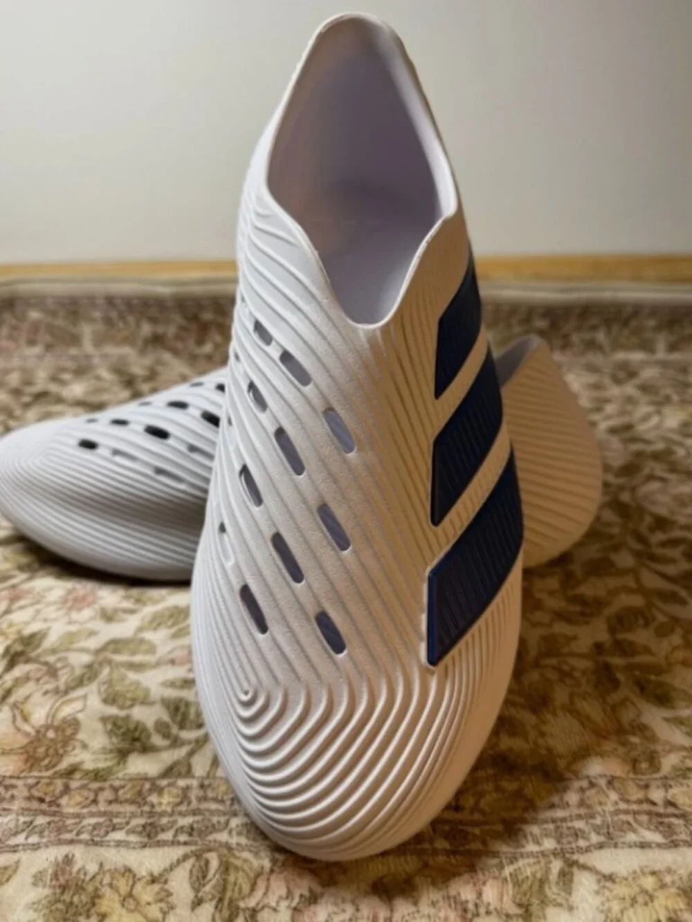 NEW adidas Purechill Runner Men's White & Blue Slip-On Sneakers Slides Size 12